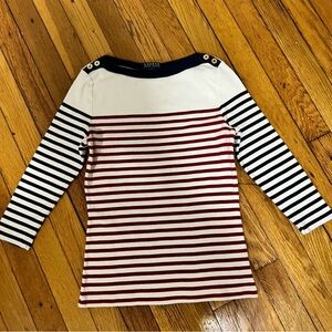 Lauren Ralph Lauren Women Boat Neck Nautical Top Size S